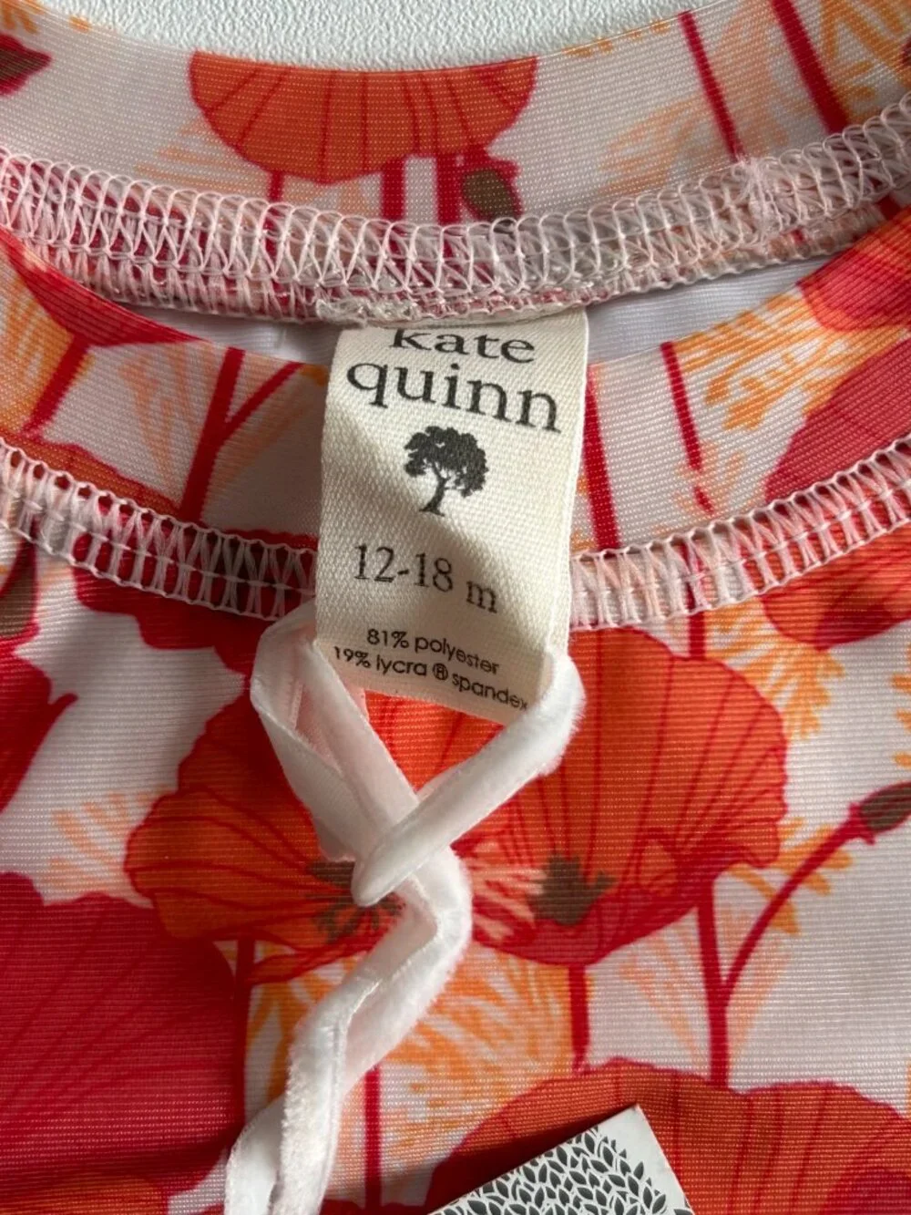 NWT Kate Quinn Rash Guard Emberglow Poppies UPF 50+